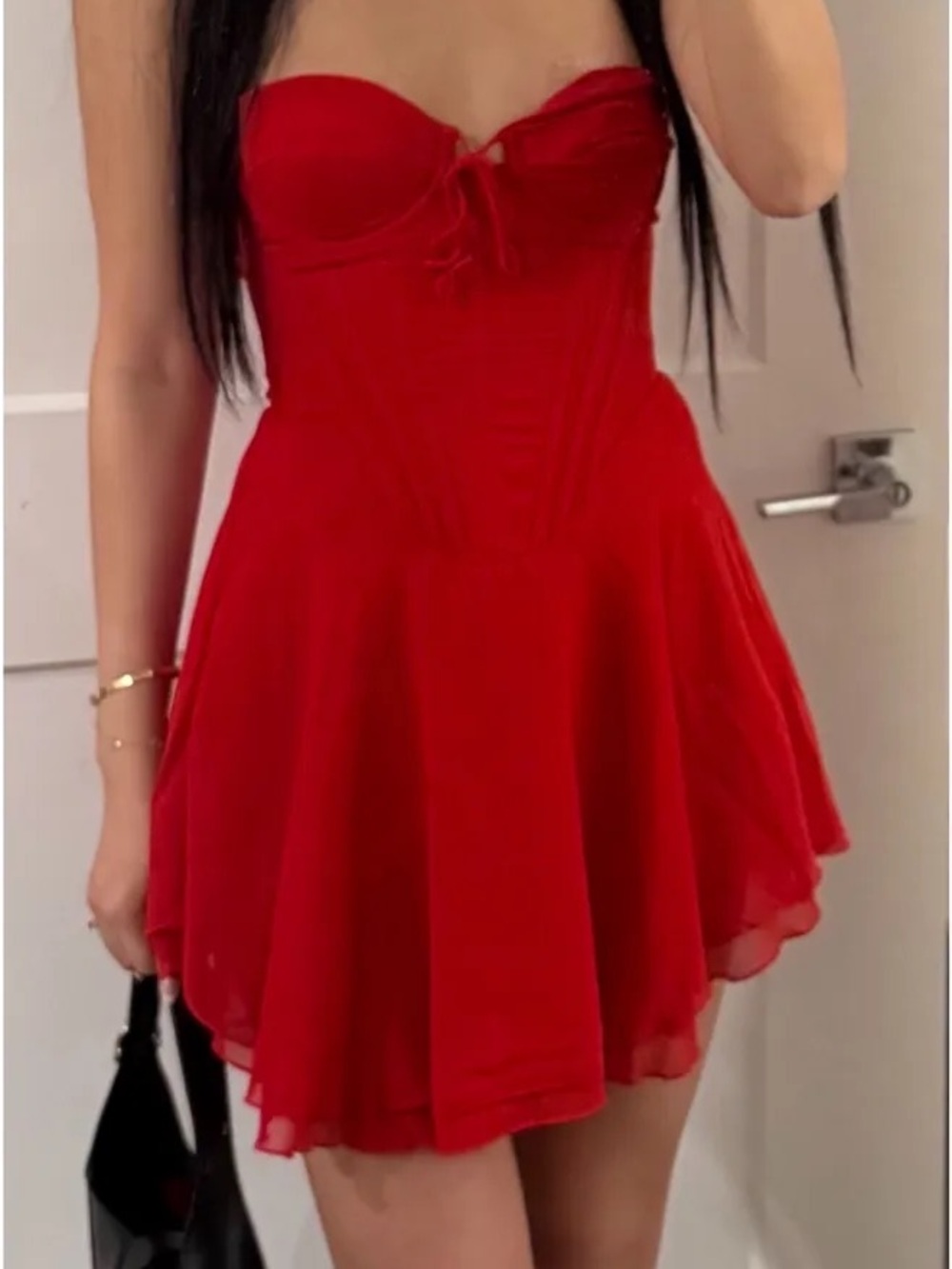 Strapless Red Corset Skater Dress